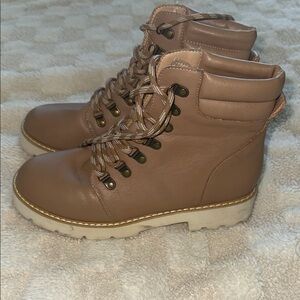Women's Tan Lace-Up Boots